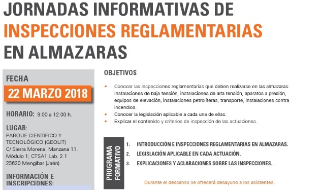 Jornadas Informativas de Inspecciones Reglamentarias en Almazaras (9.00)